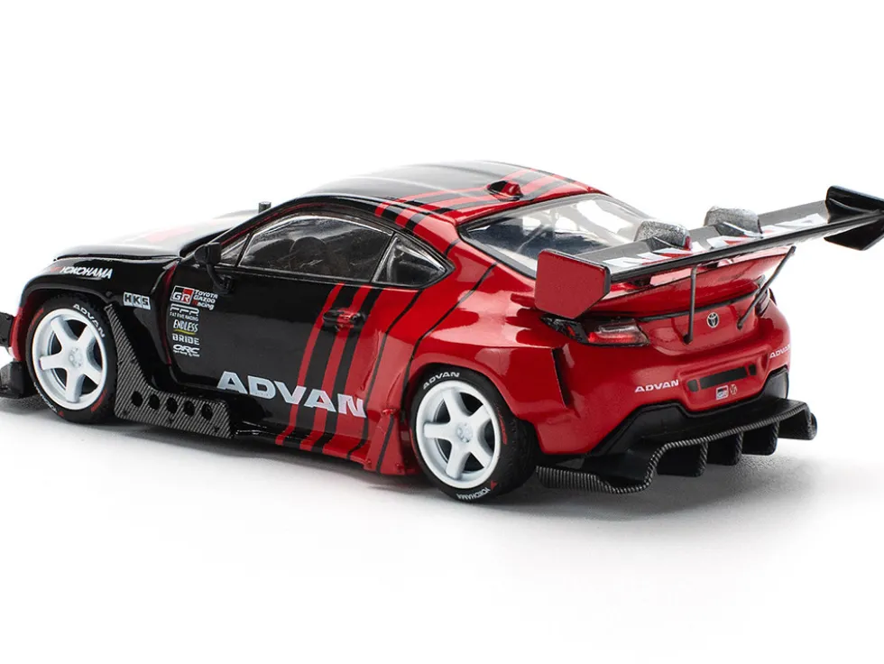 Toyota Pandem GR86 "Advan" Black and Red with Graphics 1/64 Diecast Model Car by Pop Race