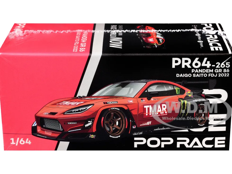 Toyota Pandem GR86 #87 Daigo Saito "Formula Drift Japan" (2022) 1/64 Diecast Model Car by Pop Race