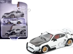 Toyota Pandem GR86 White with Carbon Hood "Enigma Exclusive Edition" 1/64 Diecast Model Car by Pop Race