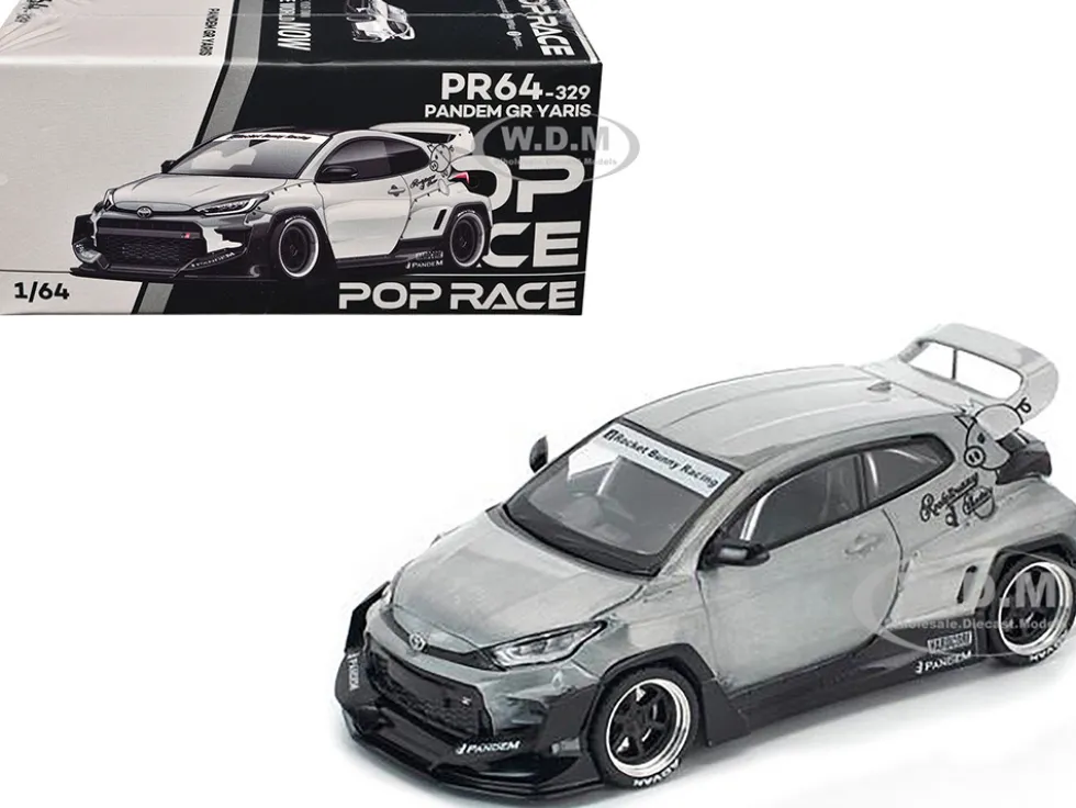 Toyota "Pandem" GR Yaris RHD (Right Hand Drive) Raw Metal 1/64 Diecast Model Car by Pop Race