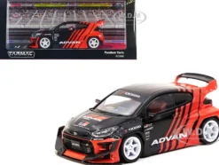 Toyota Pandem Yaris RHD Right Hand Drive Black and Red ADVAN Livery Hobby43 Series 1/43 Diecast Model Car Tarmac Works T43-025-ADV
