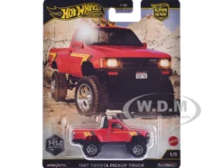 1987 Toyota Pickup Truck Red with Stripes "HW Off Road" Series Diecast Model Car by Hot Wheels