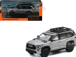 Toyota Sequoia TRD PRO Silver Metallic with Roof Rack 1/64 Diecast Model Car by GCD