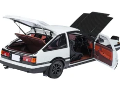 Toyota Sprinter Trueno (AE86) RHD (Right Hand Drive) "Project D Final Version" White with Carbon Hood "Initial D" (1995-2013) TV Series "30th Anniversary" 1/18 Model Car by Autoart