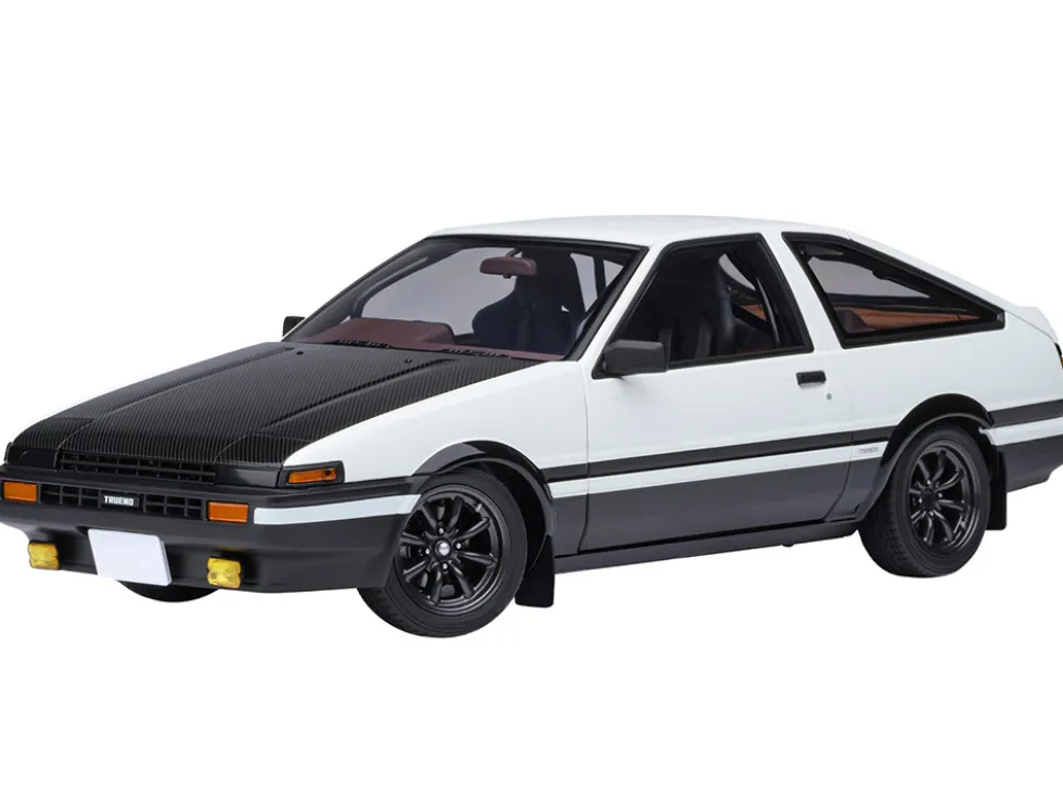 Toyota Sprinter Trueno (AE86) RHD (Right Hand Drive) "Project D Final Version" White with Carbon Hood "Initial D" (1995-2013) TV Series "30th Anniversary" 1/18 Model Car by Autoart