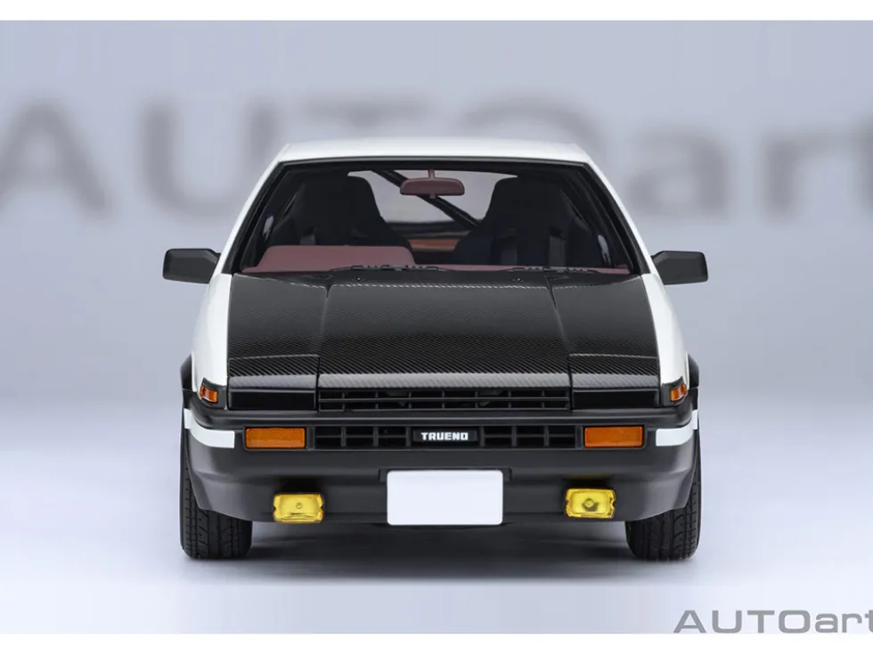 Toyota Sprinter Trueno (AE86) RHD (Right Hand Drive) "Project D Final Version" White with Carbon Hood "Initial D" (1995-2013) TV Series "30th Anniversary" 1/18 Model Car by Autoart
