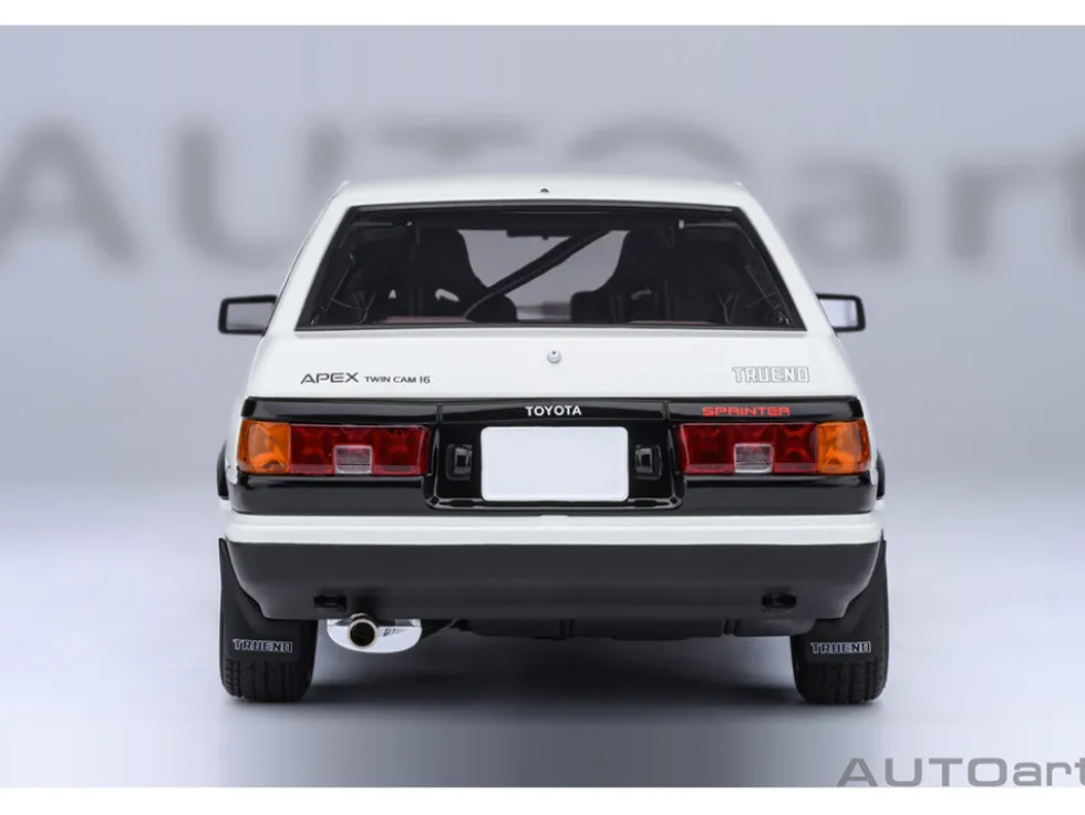 Toyota Sprinter Trueno (AE86) RHD (Right Hand Drive) "Project D Final Version" White with Carbon Hood "Initial D" (1995-2013) TV Series "30th Anniversary" 1/18 Model Car by Autoart