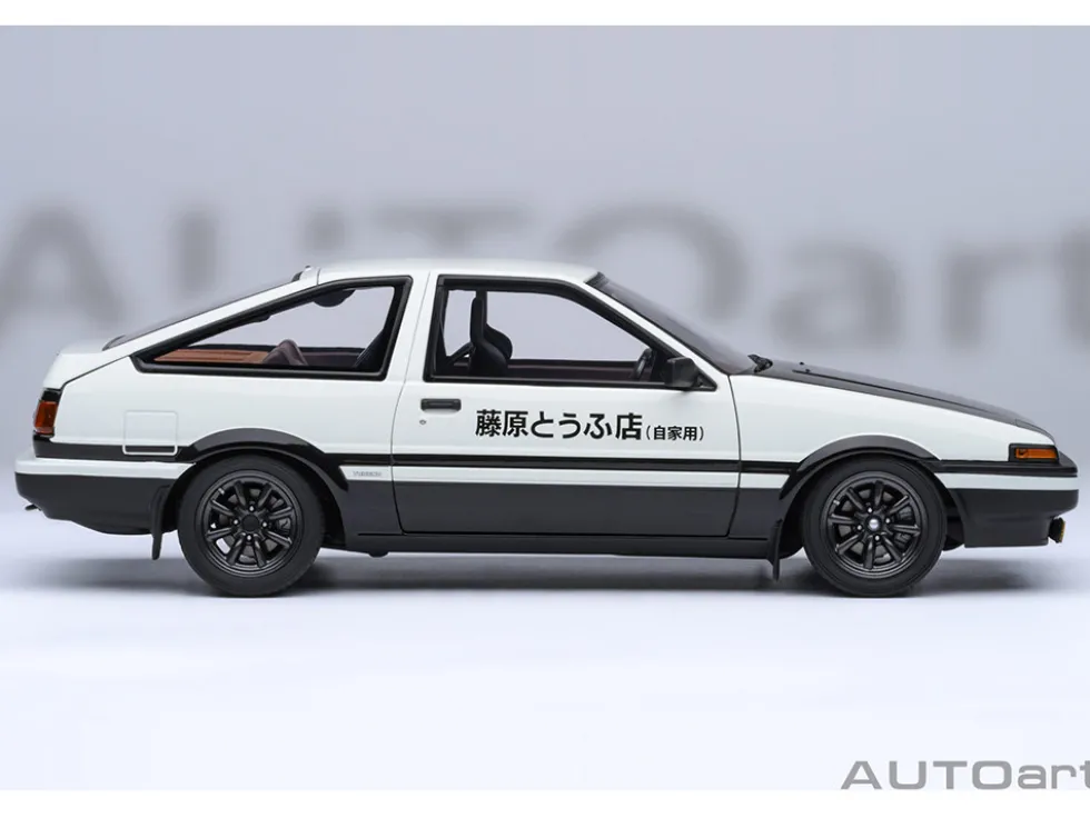 Toyota Sprinter Trueno (AE86) RHD (Right Hand Drive) "Project D Final Version" White with Carbon Hood "Initial D" (1995-2013) TV Series "30th Anniversary" 1/18 Model Car by Autoart