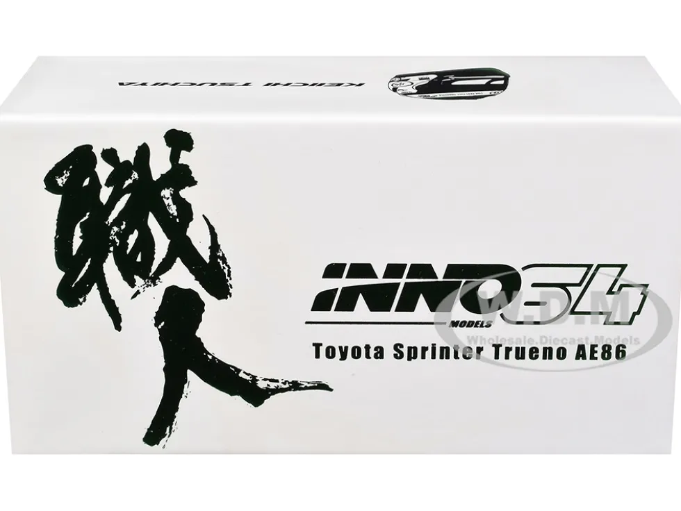 Toyota Sprinter Trueno (AE86) RHD (Right Hand Drive) #15 "Keiichi Tsuchiya" White with Green Graphics 1/64 Diecast Model Car by Inno Models