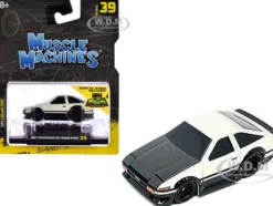 1983 Toyota Sprinter Trueno (AE86) White with Carbon Hood 1/64 Diecast Model Car by Muscle Machines