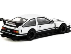 Toyota Sprinter Trueno AE86 Widebody RHD (Right Hand Drive) White and Black with Tarmac Cards "Global64" Series 1/64 Diecast Model by Tarmac Works