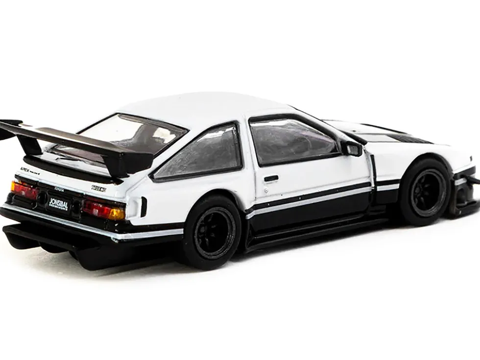 Toyota Sprinter Trueno AE86 Widebody RHD (Right Hand Drive) White and Black with Tarmac Cards "Global64" Series 1/64 Diecast Model by Tarmac Works