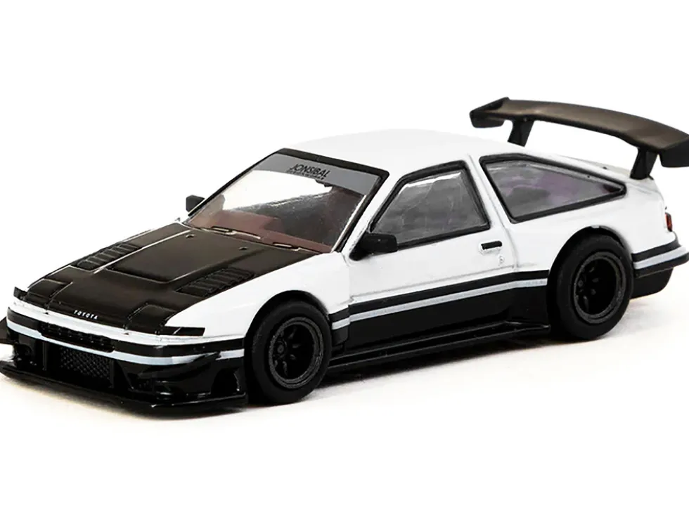Toyota Sprinter Trueno AE86 Widebody RHD (Right Hand Drive) White and Black with Tarmac Cards "Global64" Series 1/64 Diecast Model by Tarmac Works