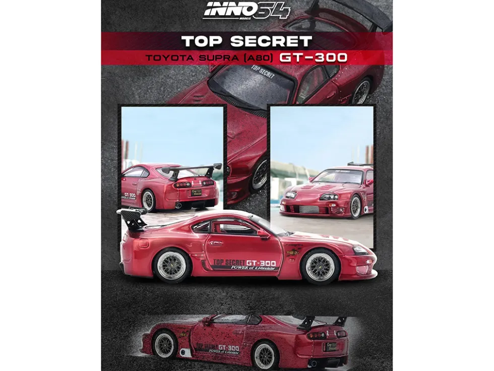 Toyota Supra (A80) "Top Secret" GT300 RHD (Right Hand Drive) Red Metallic 1/64 Diecast Model Car by Inno Models