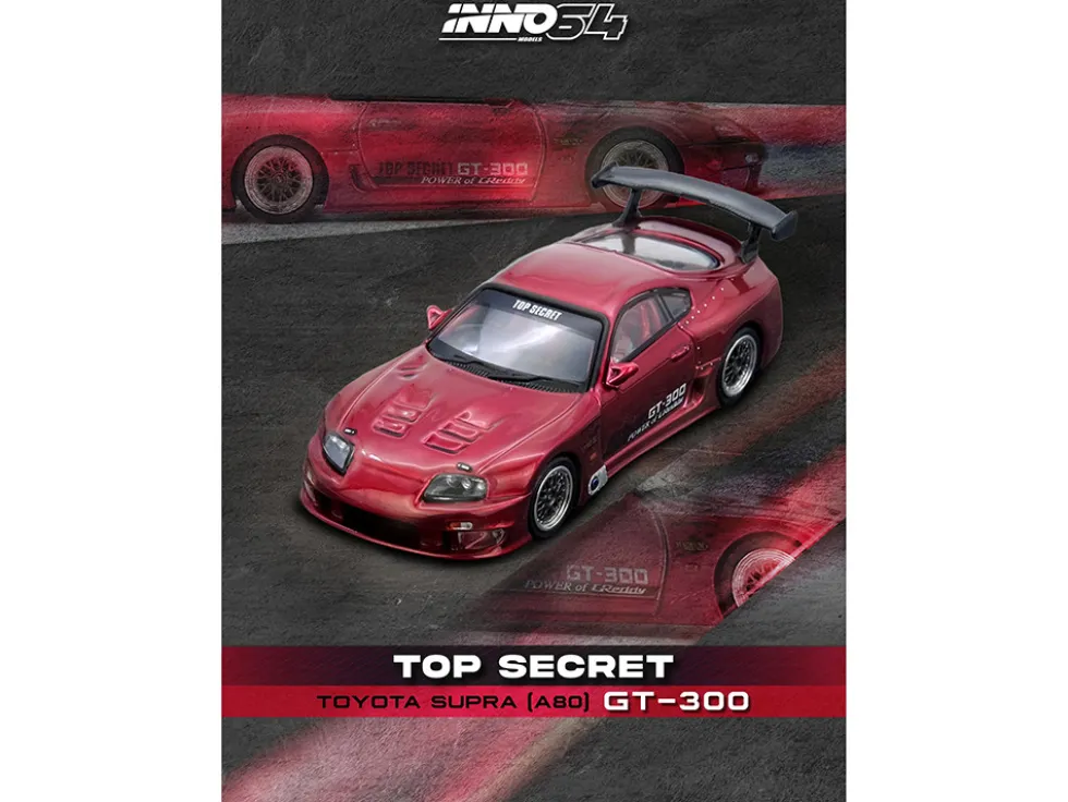 Toyota Supra (A80) "Top Secret" GT300 RHD (Right Hand Drive) Red Metallic 1/64 Diecast Model Car by Inno Models
