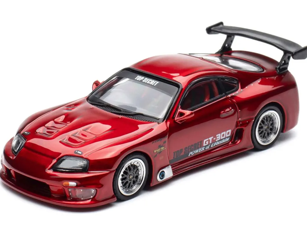 Toyota Supra (A80) "Top Secret" GT300 RHD (Right Hand Drive) Red Metallic 1/64 Diecast Model Car by Inno Models