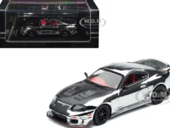 Toyota Supra (A80) "Top Secret" GT300 RHD (Right Hand Drive) Chrome with Carbon Hood and Red Interior "Tokyo Auto Salon 2026 Event Exclusive" 1/64 Diecast Model Car by Inno Models