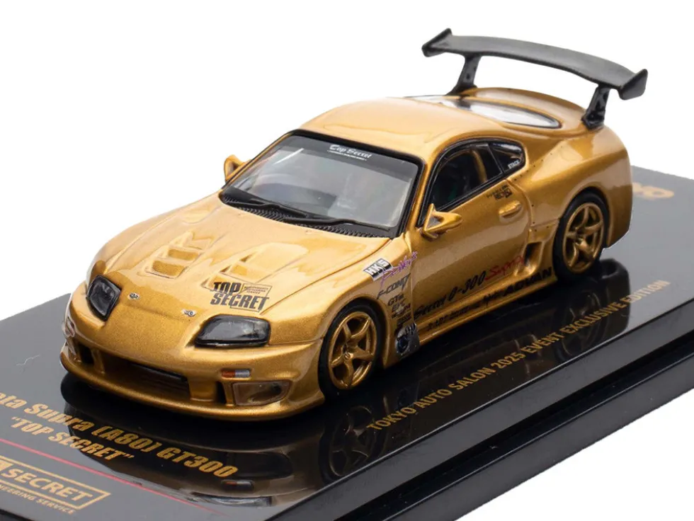Toyota Supra (A80) "Top Secret" GT300 RHD (Right Hand Drive) Gold Metallic "Tokyo Auto Salon 2025 Event Exclusive" 1/64 Diecast Model Car by Inno Models