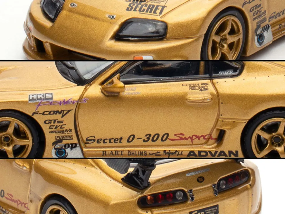 Toyota Supra (A80) "Top Secret" GT300 RHD (Right Hand Drive) Gold Metallic "Tokyo Auto Salon 2025 Event Exclusive" 1/64 Diecast Model Car by Inno Models