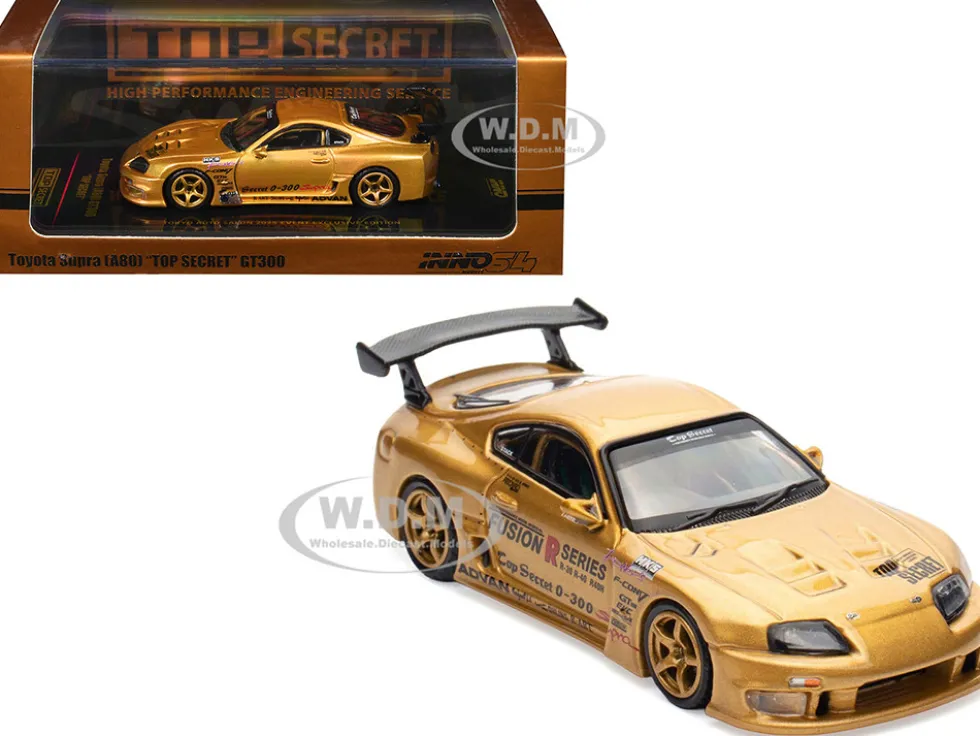 Toyota Supra (A80) "Top Secret" GT300 RHD (Right Hand Drive) Gold Metallic "Tokyo Auto Salon 2025 Event Exclusive" 1/64 Diecast Model Car by Inno Models