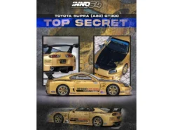 Toyota Supra (A80) "Top Secret" GT300 RHD (Right Hand Drive) Gold Metallic with Carbon Hood 1/64 Diecast Model Car by Inno Models