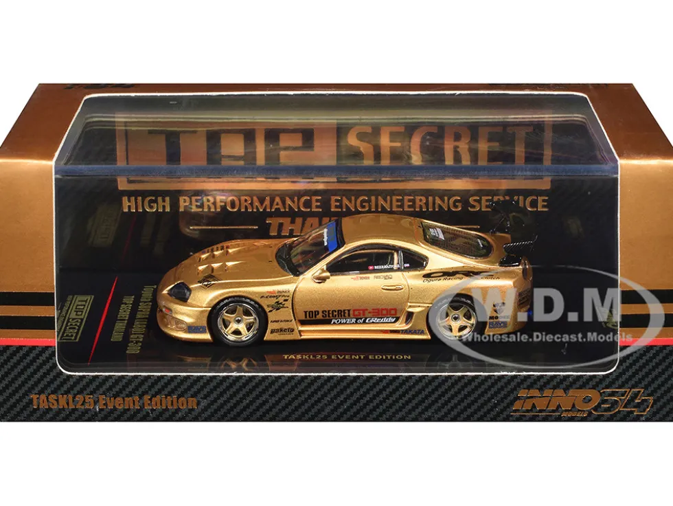 Toyota Supra (A80) "Top Secret Thailand" GT300 RHD (Right Hand Drive) Gold Metallic "Tokyo Auto Salon Kuala Lumpur 2025 Event Exclusive" 1/64 Diecast Model Car by Inno Models