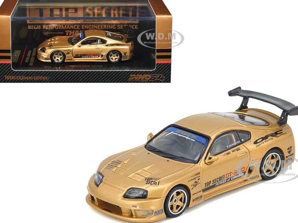 Toyota Supra (A80) "Top Secret Thailand" GT300 RHD (Right Hand Drive) Gold Metallic "Tokyo Auto Salon Kuala Lumpur 2025 Event Exclusive" 1/64 Diecast Model Car by Inno Models