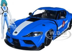 2020 Toyota Supra Blue Graphics Max Sterling Diecast Figurine Robotech Hollywood Rides Series 1/24 Diecast Model Car Jada 33676
