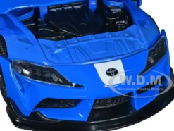 2020 Toyota Supra Blue Graphics Max Sterling Diecast Figurine Robotech Hollywood Rides Series 1/24 Diecast Model Car Jada 33676
