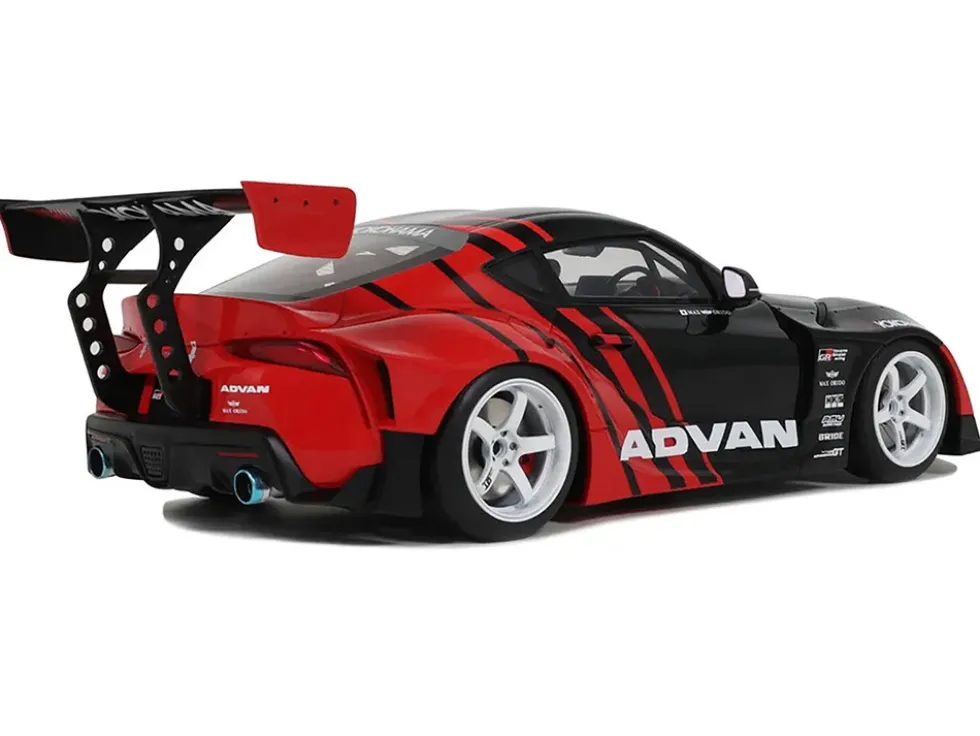 2020 Toyota Supra GR RHD (Right Hand Drive) "Advan" Black and Red 1/18 Model Car by GT Spirit