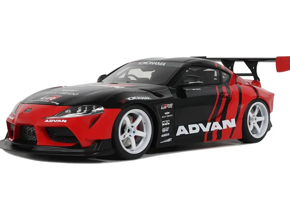 2020 Toyota Supra GR RHD (Right Hand Drive) "Advan" Black and Red 1/18 Model Car by GT Spirit