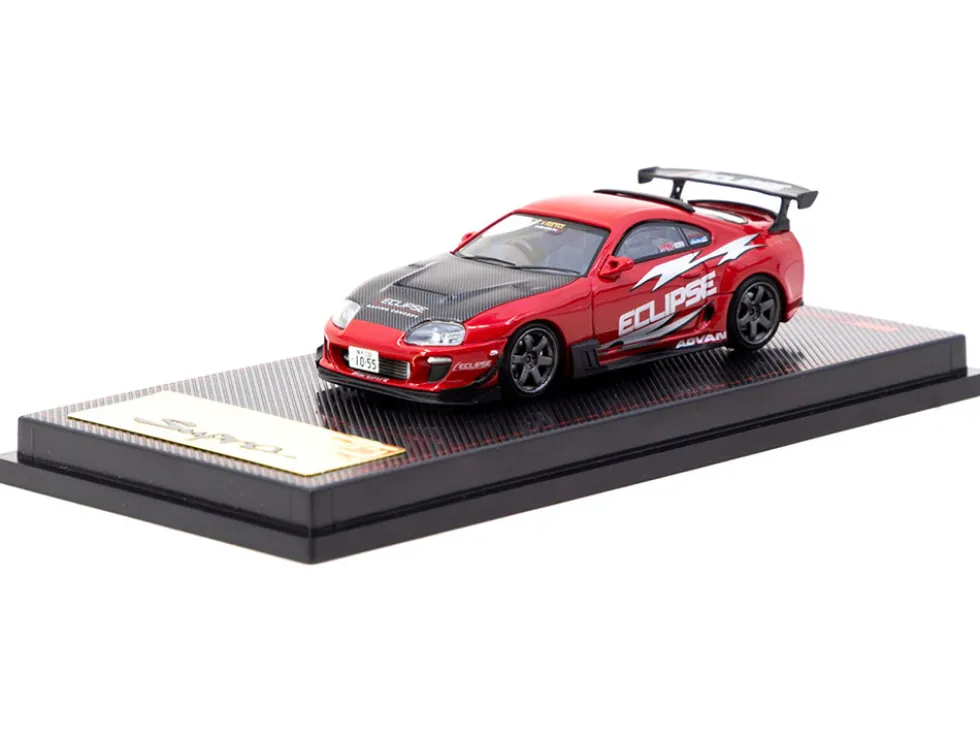 Toyota Supra (JZA80) RZ RHD (Right Hand Drive) "Eclipse Racing Concept" Red with Carbon Hood 1/64 Diecast Model Car by Ignition Model