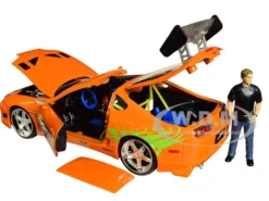 Toyota Supra Metallic Orange Brian Diecast Figure Fast & Furious Movie 1/24 Diecast Model Car Jada 30738