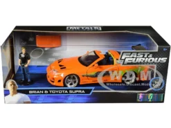 Toyota Supra Metallic Orange Brian Diecast Figure Fast & Furious Movie 1/24 Diecast Model Car Jada 30738