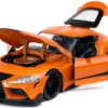 Toyota Supra Orange Black Stripes Fast & Furious 9 F9 2021 Movie 1/24 Diecast Model Car Jada 32097