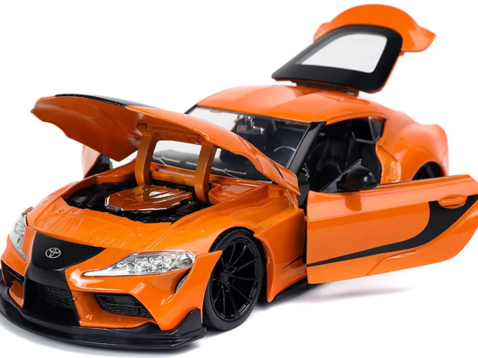 Toyota Supra Orange Black Stripes Fast & Furious 9 F9 2021 Movie 1/24 Diecast Model Car Jada 32097