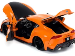 Toyota Supra Orange Black Stripes Fast & Furious 9 F9 2021 Movie 1/24 Diecast Model Car Jada 32097