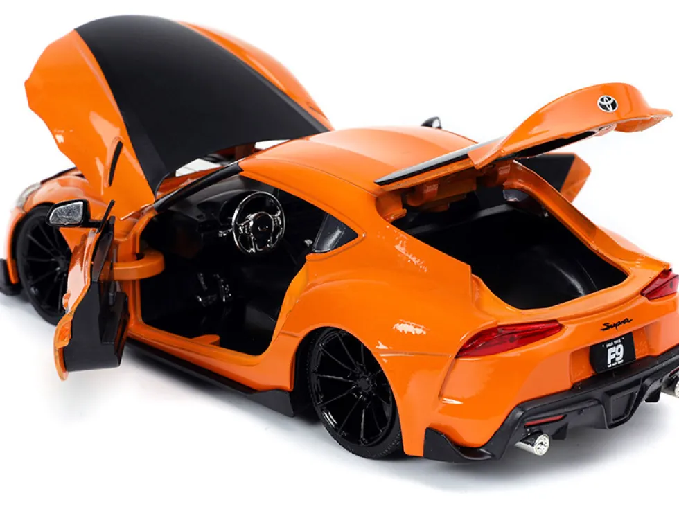 Toyota Supra Orange Black Stripes Fast & Furious 9 F9 2021 Movie 1/24 Diecast Model Car Jada 32097
