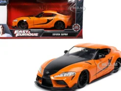 Toyota Supra Orange Black Stripes Fast & Furious 9 F9 2021 Movie 1/24 Diecast Model Car Jada 32097