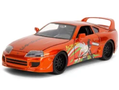 1995 Toyota Supra Orange Metallic with Graphics and Chainsaw Man Diecast Figure