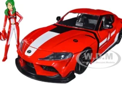 2020 Toyota Supra Red Graphics Miriya Sterling Diecast Figurine Robotech Hollywood Rides Series 1/24 Diecast Model Car Jada JA33679