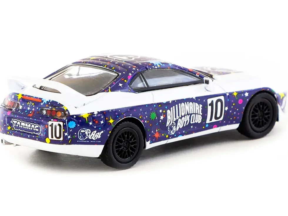 Toyota Supra RHD (Right Hand Drive) #10 "Billionaire Boys Club" Purple and White with Graphics "Hobby64" Series 1/64 Diecast Model Car by Tarmac Works