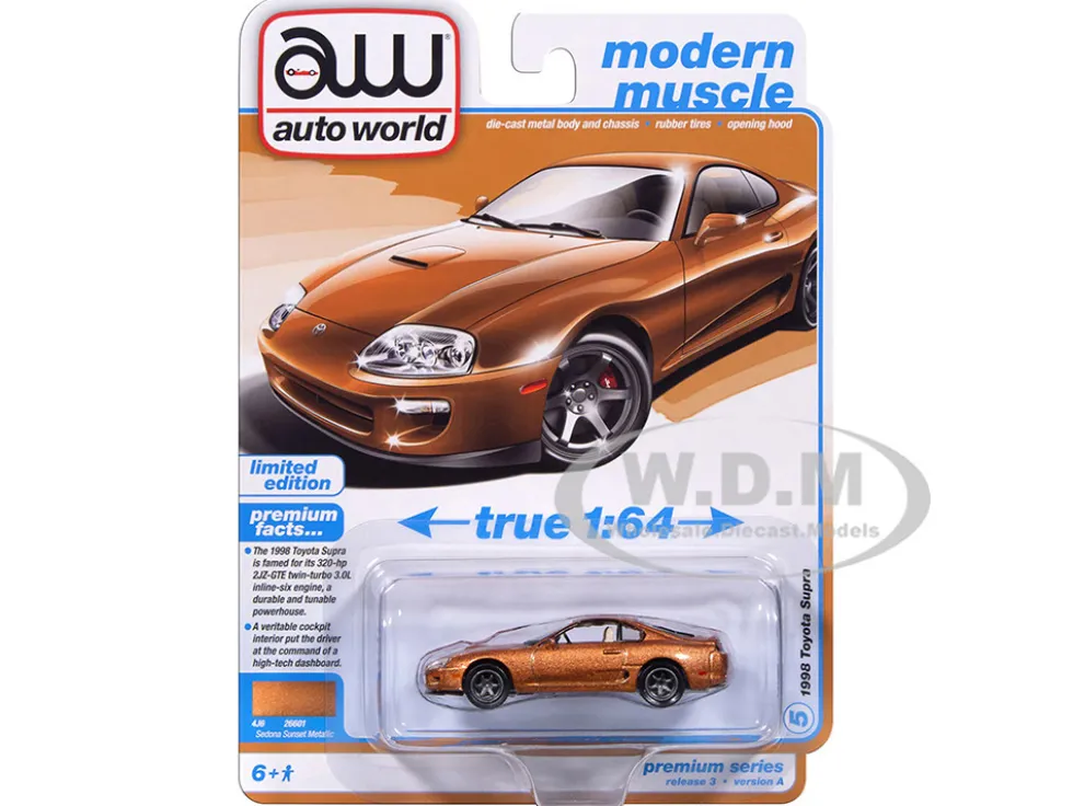 1998 Toyota Supra Sedona Sunset Bronze Metallic "Modern Muscle" Series 1/64 Diecast Model Car by Auto World