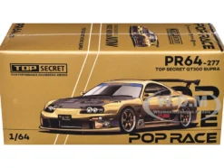 Toyota Supra "Top Secret" GT300 RHD (Right Hand Drive) Gold Metallic with Carbon Hood 1/64 Diecast Model Car by Pop Race