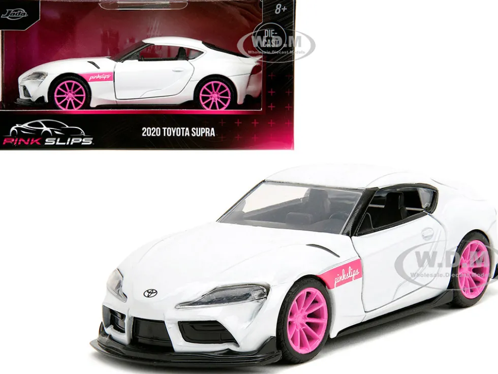 2020 Toyota Supra White Metallic with Pink Wheels Pink Slips Series 1/32 Diecast Model Car Jada 34664