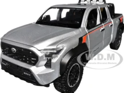 2024 Toyota Tacoma TRD Off Road Edition Pickup Truck Silver Metallic with TRD Stripes with Sunroof and Wheel Rack Limited Edition to 2400 pieces Worldwide 1/24 Diecast Model Car