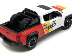 2024 Toyota Tacoma TRD Off Road Edition Pickup Truck White and Red with TRD Stripes with Sunroof and Wheel Rack Limited Edition to 2400 pieces Worldwide 1/24 Diecast Model Car