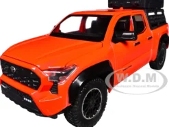 2024 Toyota Tacoma TRD Off-Road Edition Pickup Truck Octane Orange with Bed Camper 1/24 Diecast Model Car