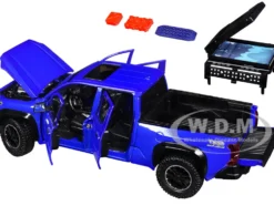 2024 Toyota Tacoma TRD Off-Road Edition Pickup Truck Blue Metallic with Bed Camper 1/24 Diecast Model Car