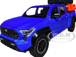2024 Toyota Tacoma TRD Off-Road Edition Pickup Truck Blue Metallic with Bed Camper 1/24 Diecast Model Car